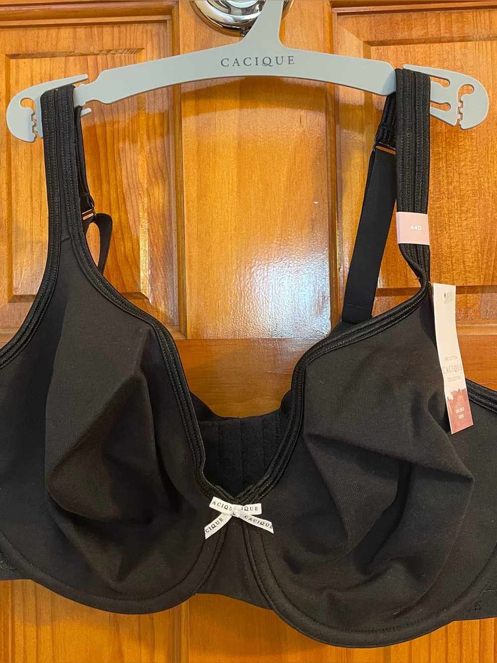 NWT CACIQUE LANE BRYANT COTTON UNLINED DEMI UNDERWIRE BRA SZ 44D Plus Black NEW